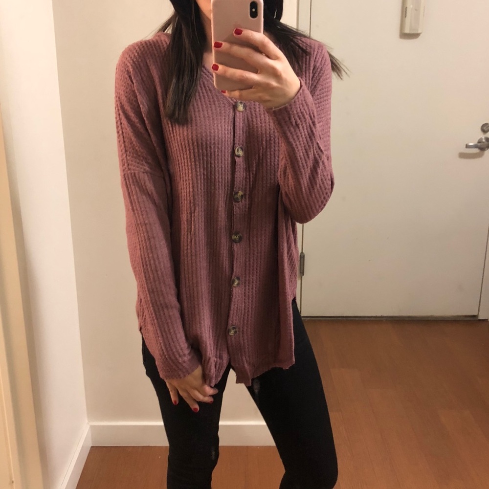 Last 2• Mauve Waffle Top - Picture 4 of 6